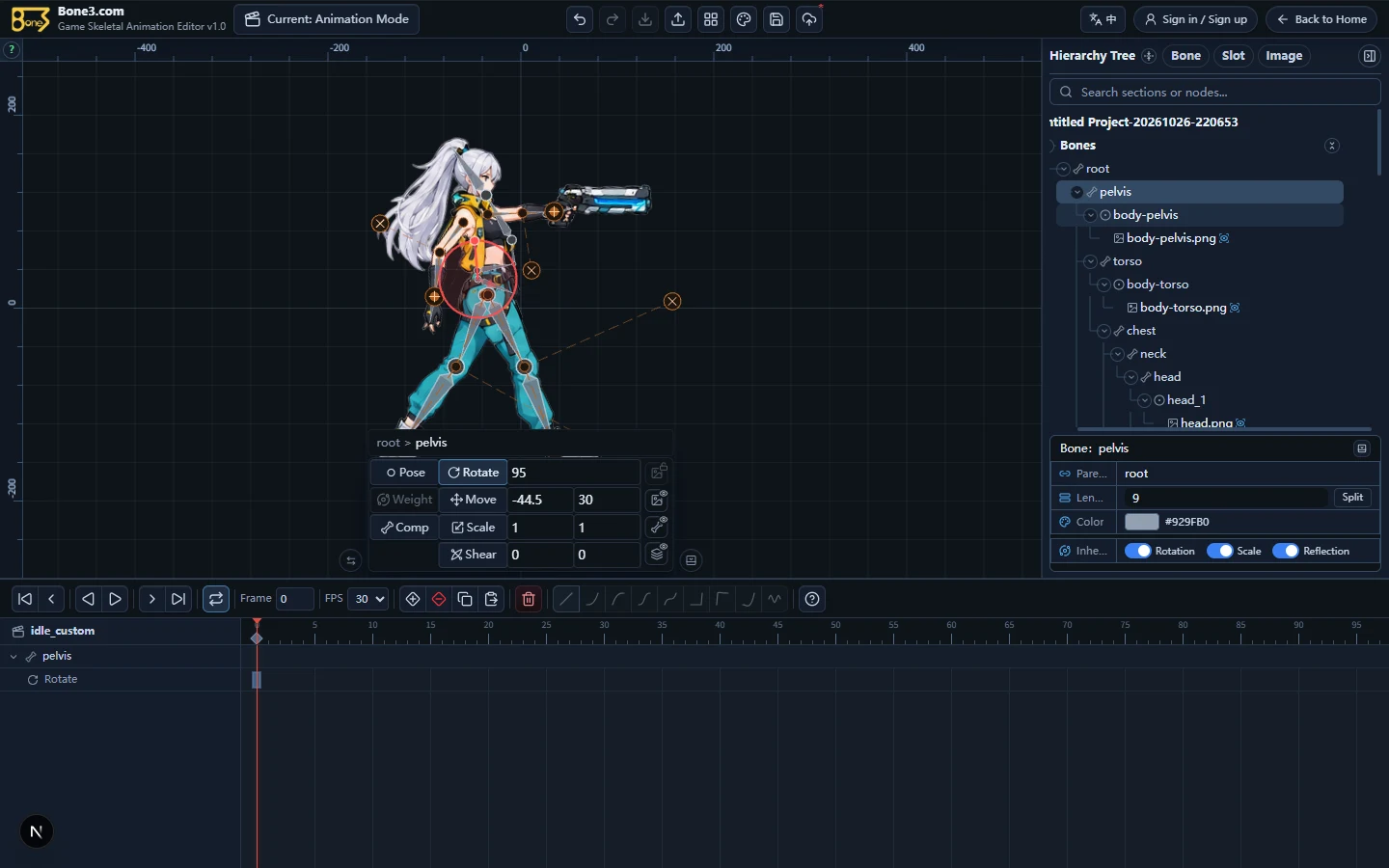 English easing presets and the Custom Bezier entry above actual keyframe tracks.
