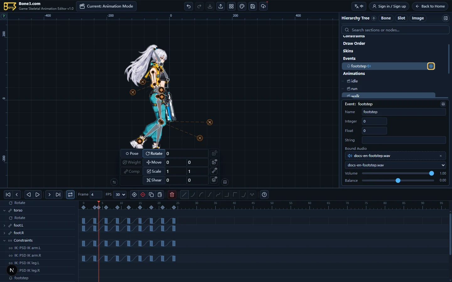 The full English dope sheet with its toolbar, channel tree, and timeline.