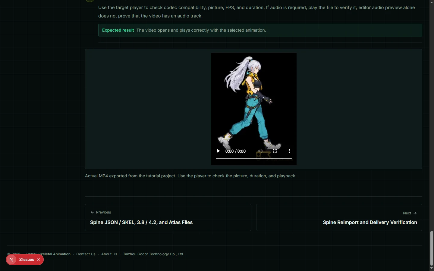 The actual exported MP4 open in the browser's video player.